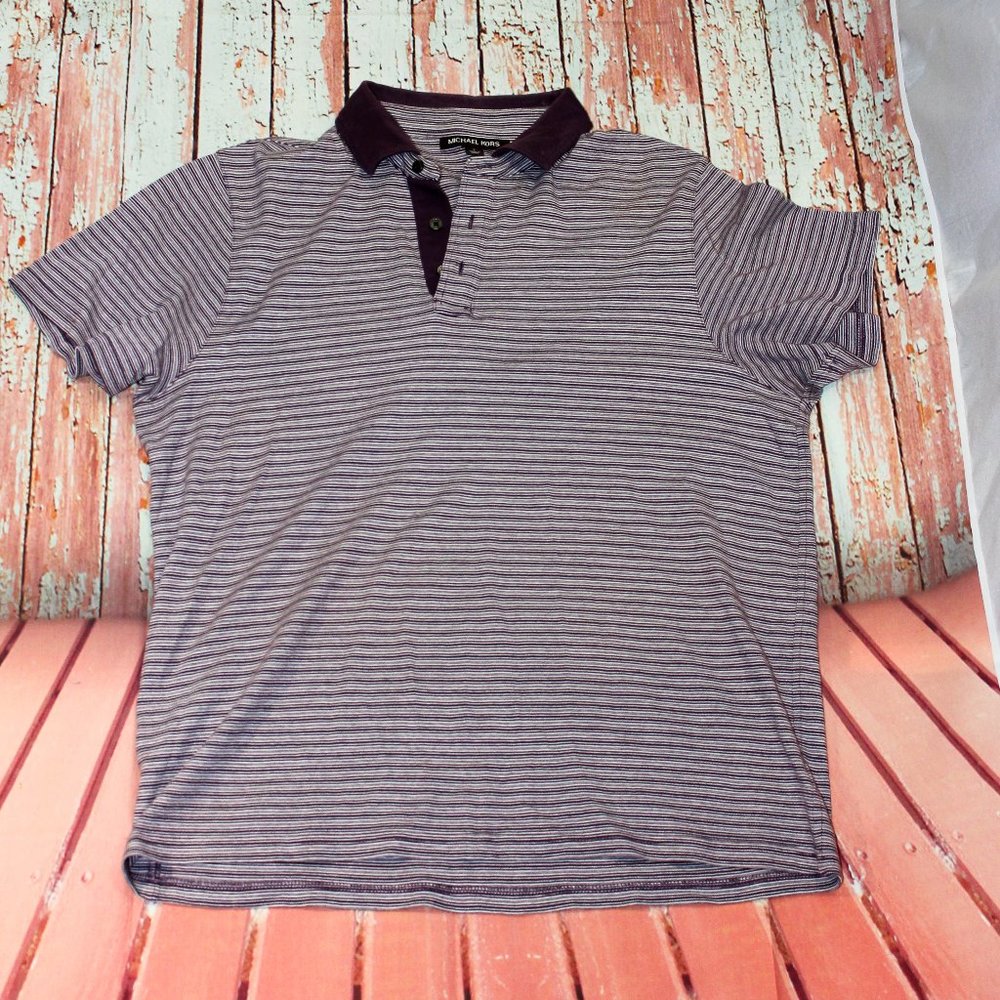 Michael Kors Purple Striped Polo Shirt
